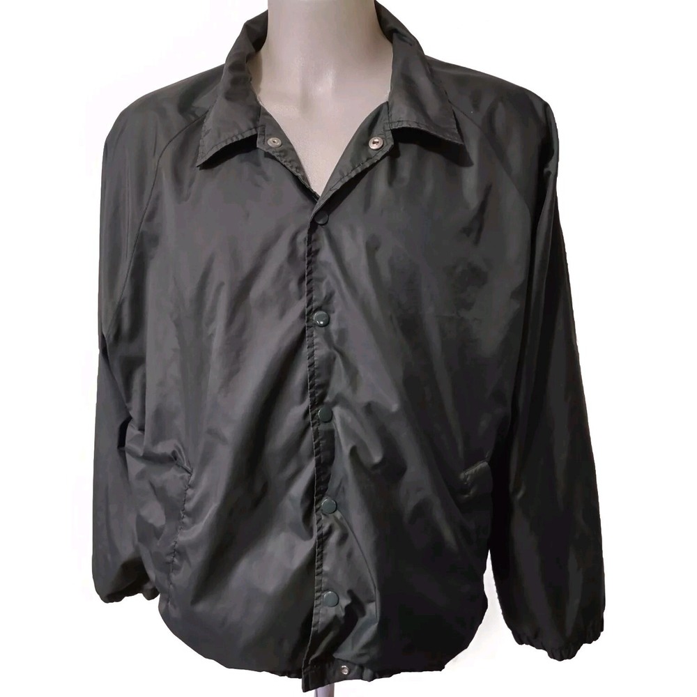 Athletech Coaches Jacket XL Mens Windbreaker Gorp Core Streetwear Blk Retro Snap